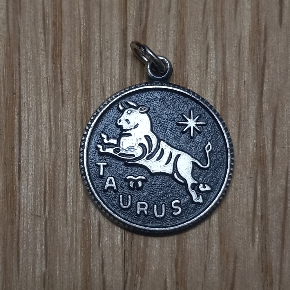 Vintage Sterling Silver Zodiac "Taurus" Charm Pendant
